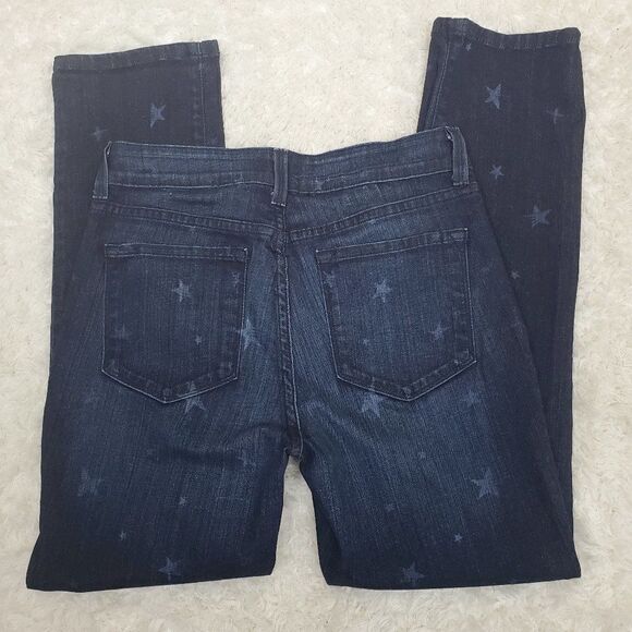NYDJ Sheri Skinny Ventura Denim Blue Jean Dark Wash Factory Fading Star Print 6P - Picture 1 of 15